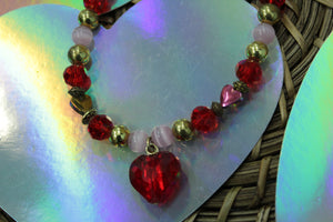 Red heart long necklace