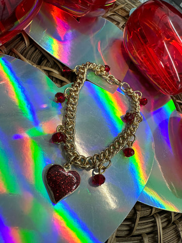Red heart bangle bracelet
