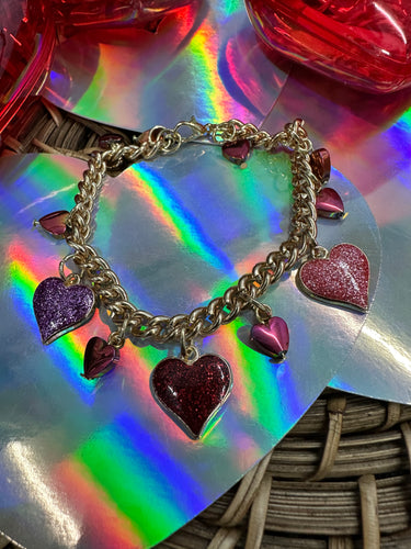 Multi color heart bangle bracelet
