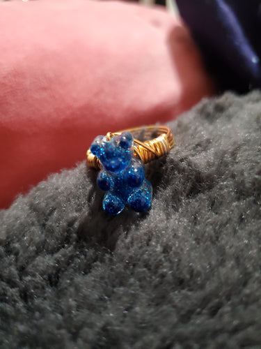 Deep glitter blue gummybear ring