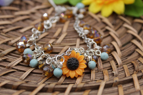Sunflower dangle bracelet