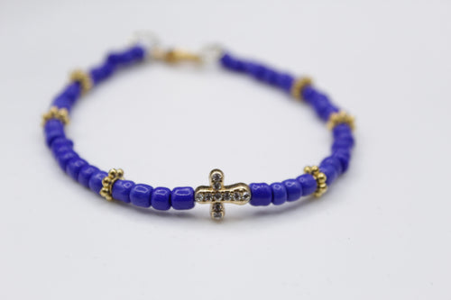 Royal blue cross bracelet