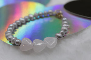 Rose quartz heart bracelet