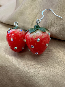 Sparkle strawberry earrings