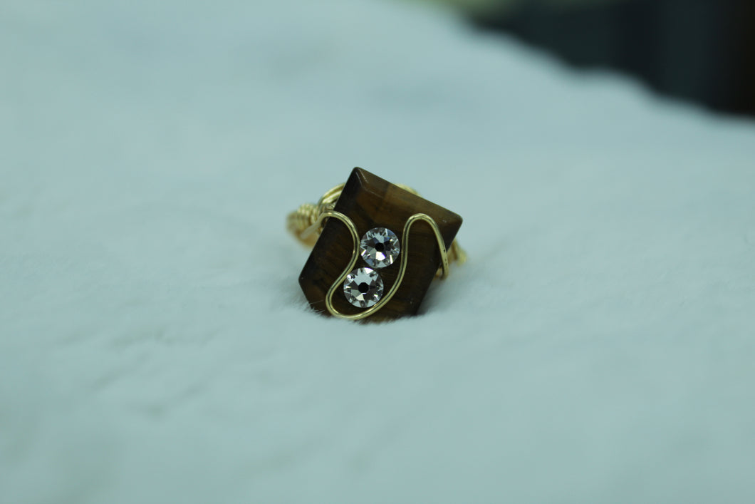 Tiger eye ring/ Swarovski