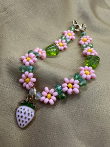 Strawberry/ flower bracelet