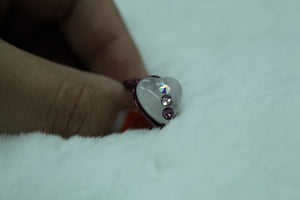 Rose quartz heart ring/ Swarovski