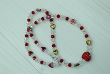 Load image into Gallery viewer, Red sparkle heart necklace