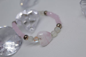 Heart pink glass bracelet