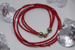 Long red necklace