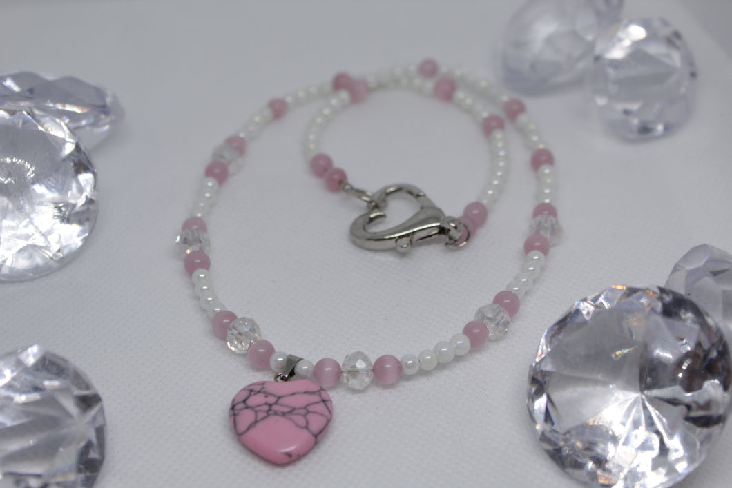 Pink heart necklace