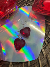 Load image into Gallery viewer, Red heart earrings