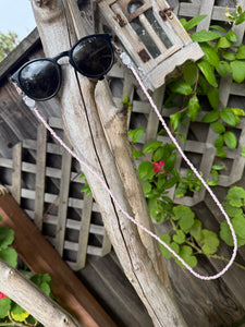 Pink rose quartz glasses chain