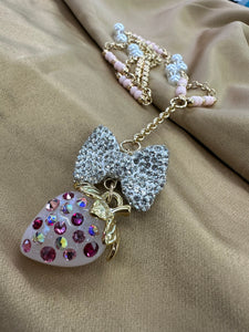 Swarovski strawberry/ bow necklace