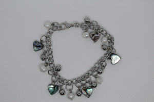 Abalone heart bangle bracelet