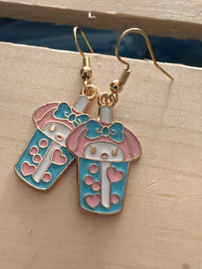 Hello kitty boba earrings