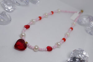 Heart/pearl necklace