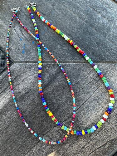Multi color seed bead choker