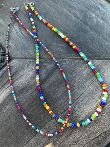 Multi color seed bead choker