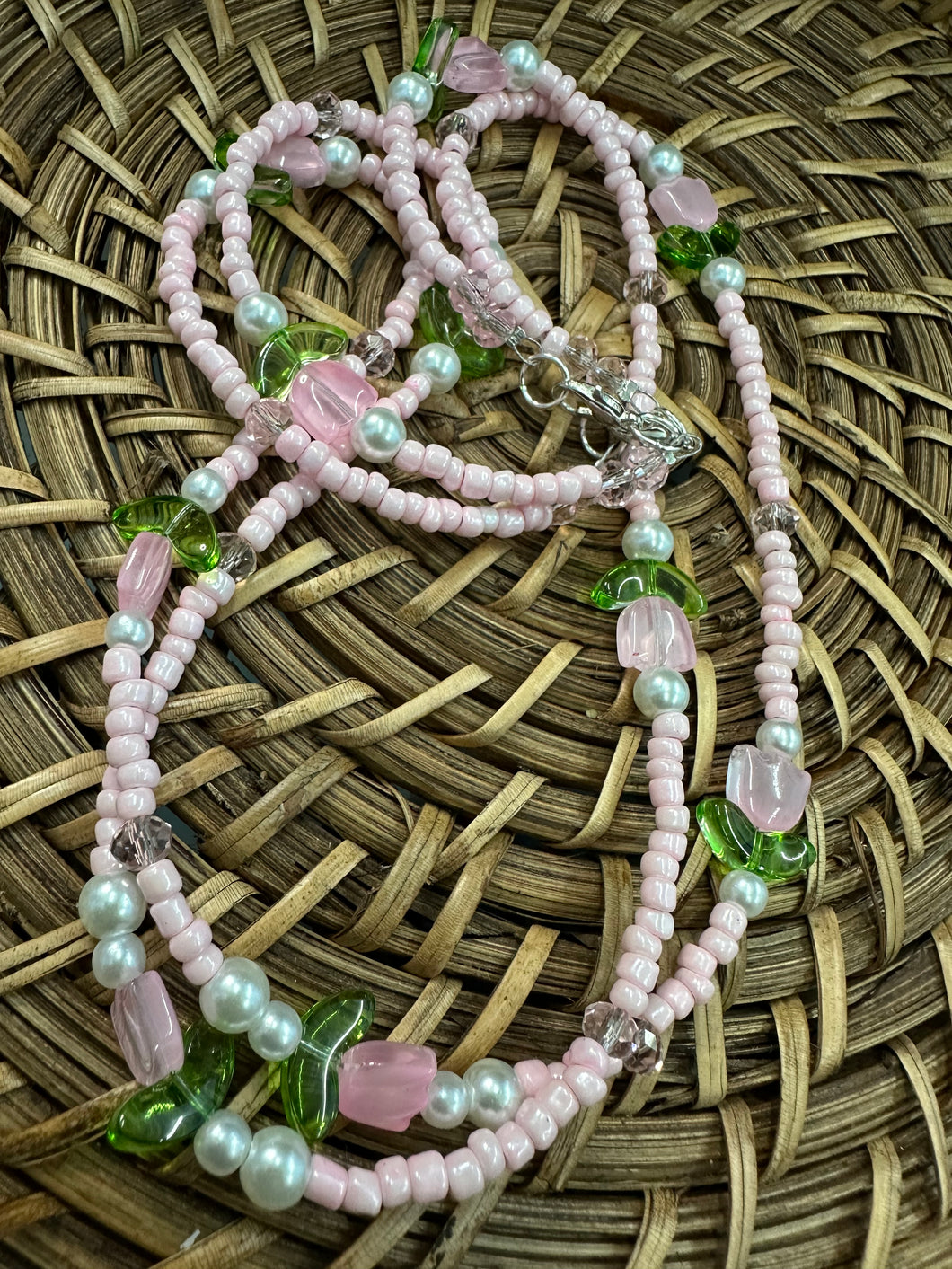 Pink flower necklace