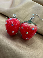 Load image into Gallery viewer, Sparkle strawberry earrings