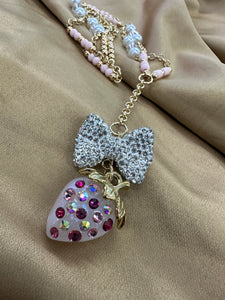 Swarovski strawberry/ bow necklace