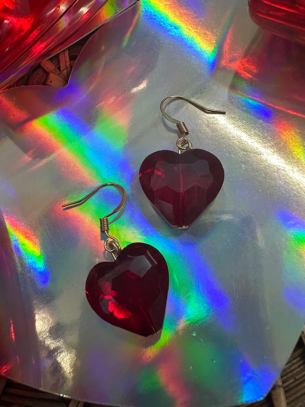 Red heart earrings