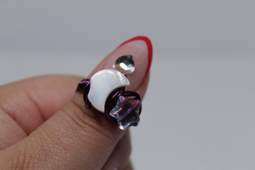 Moon and star ring