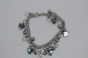 Abalone heart bangle bracelet