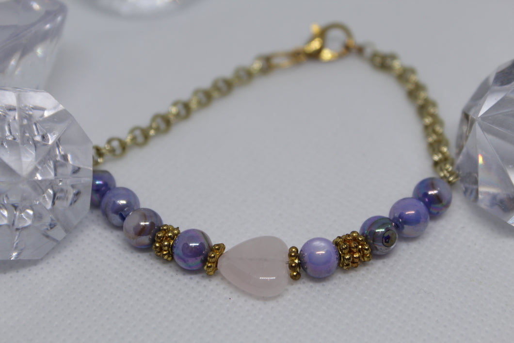 Rose quartz heart bracelet