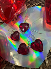 Load image into Gallery viewer, Red heart earrings