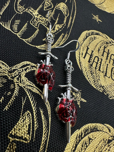 Heart sword earrings