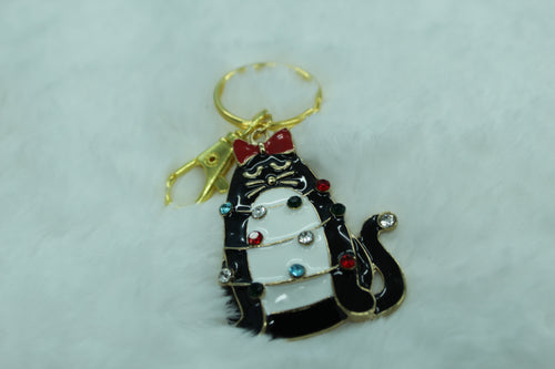 Festive cat keychain