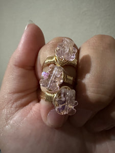 Pink glass bear rings