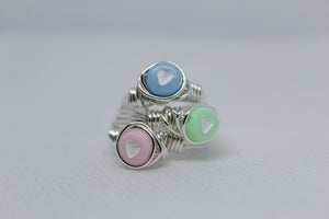 Multi color heart rings