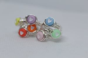 Multi color heart rings