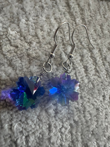 Blue snow flake earrings