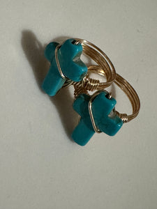 Turquoise cross rings