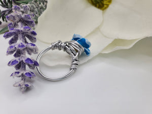 Dark blue flower hawaiian ring