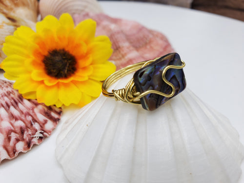 Abalone shell ring