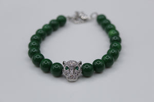 Lion bracelet (silver/green)