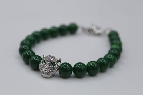 Lion bracelet (silver/green)