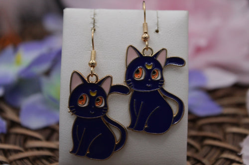 Salior moon (blue) cat earrings