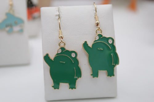 Grumpy frog earrings
