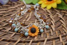 Load image into Gallery viewer, Sunflower dangle bracelet