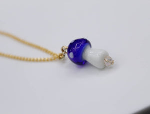 Blue mushroom necklace