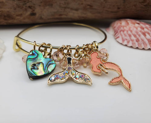 Pink mermaid bangle bracelet