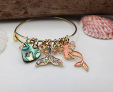 Load image into Gallery viewer, Pink mermaid bangle bracelet