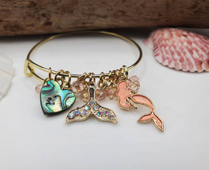 Pink mermaid bangle bracelet