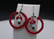 Load image into Gallery viewer, Red mushroom earrings